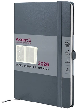 Щотижневик Axent 2026 Prime Strong 145x210 мм 96 аркушів Сірий (8507-26-62-A)