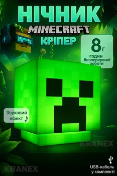 Дитячий нічник minecraft світильник майнкрафт куб лампа LED на USB акумуляторі NL9682-1M