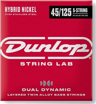 Струни для бас-гітари Dunlop DBHYN45125 Dual Dynamic Layered Twin Alloy Hybrid Wound Nickel Bass Strings 45-125 | 5-string