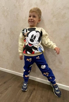 Костюм Disney для хлопчика флісовий (світшот+джогери) ZARA 104-110 см молочно/синій