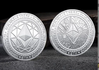 Сувенирная монета Эфир ETH (Ethereum) в пластиковой прозрачной коробке/чехле V2 (530284940) Серебро