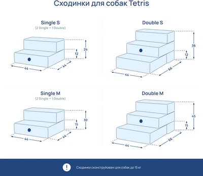 Ступеньки для собак Harley and Cho Tetris Cacao Velur single M высота 15 см (3103779)