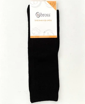 Дитячі бавовняні гольфи BROSS однотонні без малюнку Чорні 31-33 / 6-8 років