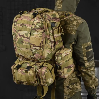 Рюкзак Silver Knight 55 л з 3 підсумками Cordura 1000D мультикам розмір 50х32,5х34 см