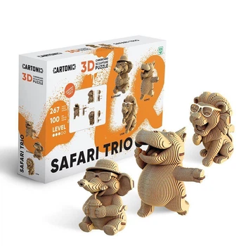 3D Пазл Картонний Cartonic Тріо Диких Тварин Safari Trio 267 деталей