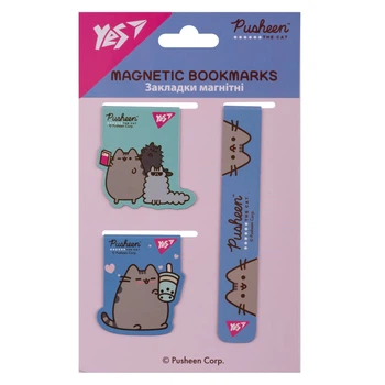 Закладки для підручників YES, 3 шт., Pusheen, магнітні, (708348)