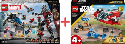 Набір конструкторів LEGO Marvel Перший месник: Протистояння Пригодницька битва 736 деталей + Star Wars Багряний вогняний яструб 136 деталей (76314_75384)