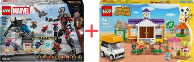 Набір конструкторів LEGO Marvel Перший месник: Протистояння Пригодницька битва 736 деталей + Animal Crossing Концерт К.К. на площі 550 деталей (76314_77052)