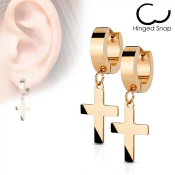 Сережки-кільця із сталі Spikes SE2079-RD з хрестами