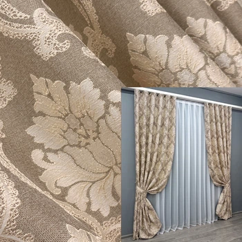 Комплект готових штор VR-Textil Льон Корона Марія № 1269ш Капучино з бежевим 100х270 см 2 шт (31-502)