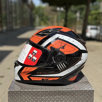 Шлем интеграл з очками IROS 09B Black Orange White М
