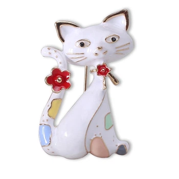 Брошка "Котик", брошка шпилька, білий (494693357)