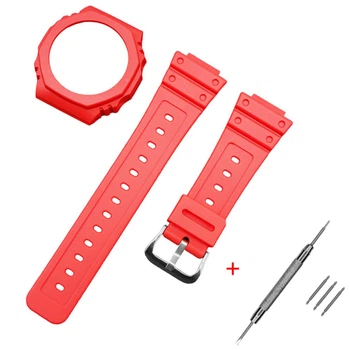 Ремінець + безель (рант) для Casio G-Shock GA-2100 Red SI + шпилькознімач з шпильками