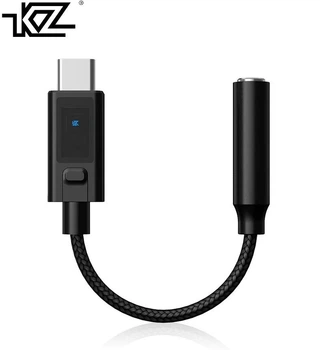 Усилитель звука KZ AM02 USB-C to 3.5 мм с мощным чипом и встроенным профессиональным эквалайзером Black