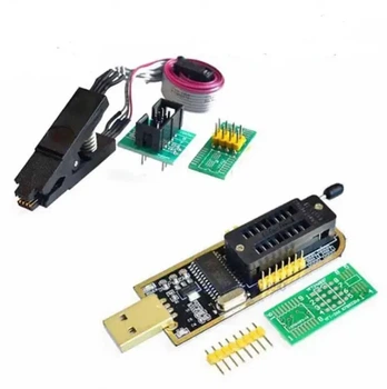 Программатор CH341A 24 25 FLASH EEPROM с клипсой/прищепкой двумя адаптерами SOP8 SOIC8