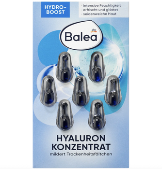 Сироватка для обличчя Balea Hyaluron з інтенсивним ефектом зволоження, 7 капсул