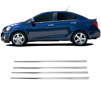 Молдинги окон для Chevrolet Aveo T300 2011-2020 Седан, нержавеющая сталь, нижние