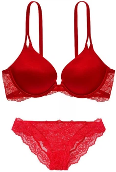 Комплект женского белья Victoria's Secret Very Sexy Red Lipstick (лиф 38DD + трусики Cheekini XL)