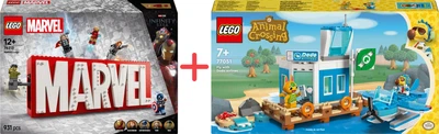 Набір конструкторів LEGO Super Heroes Логотип і мініфігурки Marvel 931 деталь + Animal Crossing Літайте з Dodo Airlines 292 деталі (76313_77051)