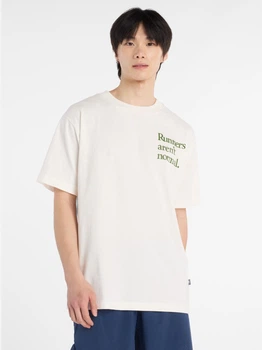 Футболка хлопковая длинная мужская New Balance Runners Arent Normal MT53921SST XL Молочная с принтом (197968986566)