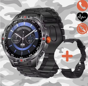 Смарт-часи LEMFO V45 Black (дзвінки, пульсоксиметр, компас) 2 ремінця 1000 мАч