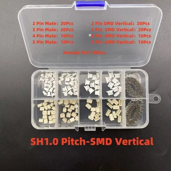 Разъем коннектор JST SH 1.0 мм SMD Vertical с 2 3 4 5 pin, 640 элементов, набор в пластиковом кейсе