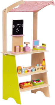 Drewniany zestaw do zabawy EcoToys Sklep z terminalem i wagą 20 elementów HM328234 (5905817007240)