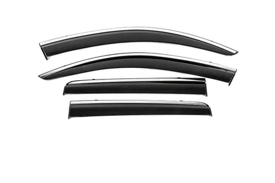 Ветровики с хромом Niken Luxury для Mitsubishi Outlander 2012-2021 (4 шт), Ветровики для Mitsubishi Outlander