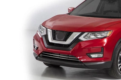 Накладки из нержавеющей стали на решетку бампера для Nissan X-Trail T32/Rogue (2017-2021), комплект из 2 шт.