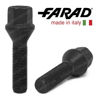 Болты колесные M12x1,5x55; Конус, Черный мат, ключ 17, Farad bk573 - шт.