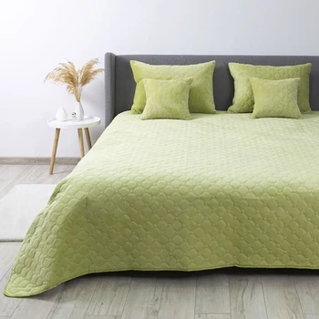 Покривало ТЕП "VELOUR" Салатове/Ромб прямий, 220x240 – комфортний стиль (4-00517_21934)