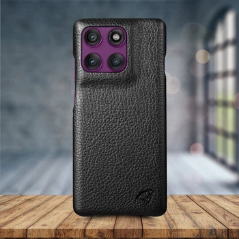 Кожаная накладка Stenk Cover для Motorola Edge 60 Pro Чёрный (79337)