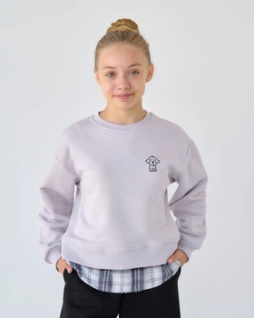 Свитшот для девочки с эффектом надетой рубашки Bosskids (2259лав) Рост 146 см Лавандовий