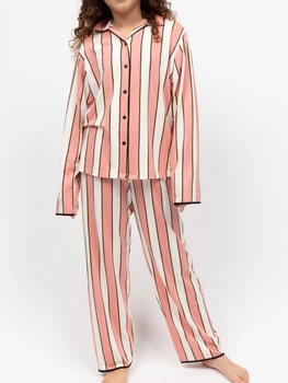 Піжама для дівчинки Cyberjammies Bonnie 7206STR 12-13 лет /158 см Рожево-білий зі смугастим принтом (5051877619081)