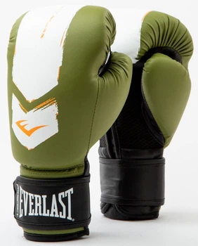 Боксерські рукавички для тренувань Everlast, синтетичні, три шари, зелено-білий
