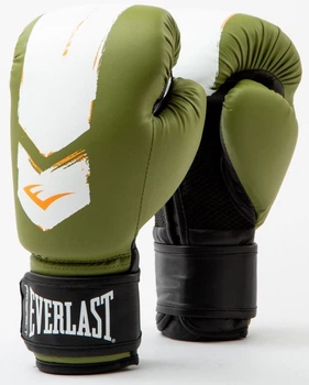 Боксерські рукавички для тренувань Everlast, синтетика, три шари, вентиляція, зелений-білий