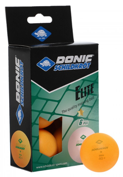 М'ячі Donic Elite 1зірка 40+ 6шт помаранчевий 40 мм (608518)