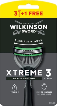 Одноразові станки Wilkinson Sword Xtreme 3 Black 3+1 шт (4027800072248/4027800383900)