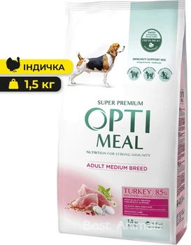 Сухий корм з індичкою Optimeal Оптіміл для собак середніх порід 1,5 кг (4820083905407)