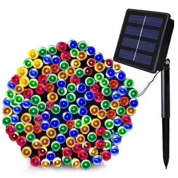 Уличная светодиодная гирлянда 12м 100 LED на солнечной батарее, RGB