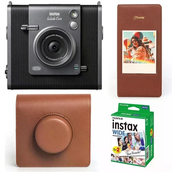 Набор камера Fujifilm Instax Wide EVO, Фотобумага 20 шт, Чехол, Фотоальбом на 64 фото Коричневый