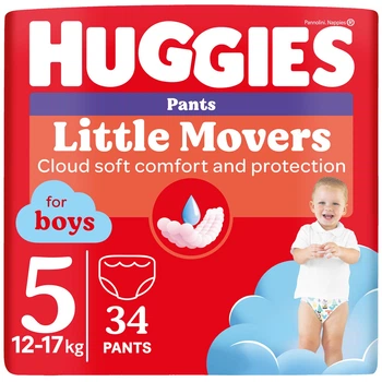 Підгузки-трусики Huggies Little Movers Pants 5 (12-17 кг), 34 шт. для хлопчиків
