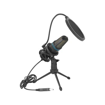 Микрофон USB, игровой, RGB, Condensador Wire Gaming Mic for Podcast Recording Studio, Streaming, Laptop, Desktop PC, 1.6m, Black