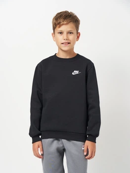 Детский теплый свитшот на флисе для мальчика Nike K Nsw Club Flc Crew Ls Lbr FD3006-010 128-137 см Черный (196607241134)