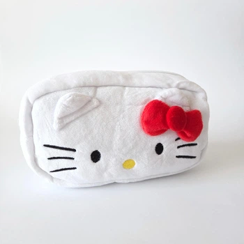 М’який місткий плюшевий пенал Hello Kitty для школи та офісу з блискавкою білий