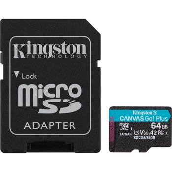 Карта пам'яті Kingston 64GB microSDXC 10 UHS-I U3 V30 A2 Canvas Go Plus G4 (SDCG4/64GB)