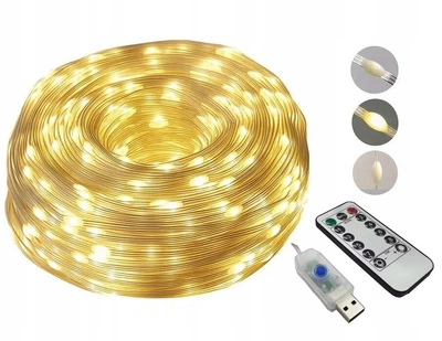 Професійна LED-гірлянда SunLamp 22м 200 діодів з пультом дистанційного керування, 8 режимів, USB, мідний дріт, IP67, всесезонна