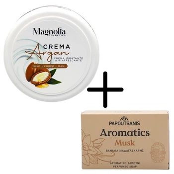 Крем для рук і тіла Magnolia Арган 150 мл + ПОДАРУНОК мило тверде Aromatics Білий Мускус 100 г