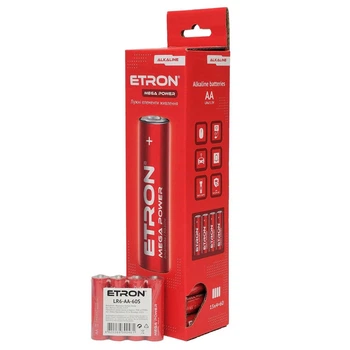 Батарейки щелочные ETRON Mega Power 60 шт. тубус АА LR06 (AA-60S)