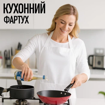 Водонепроникний кухонний фартух на зав'язці з кишеною, білий (115543223)